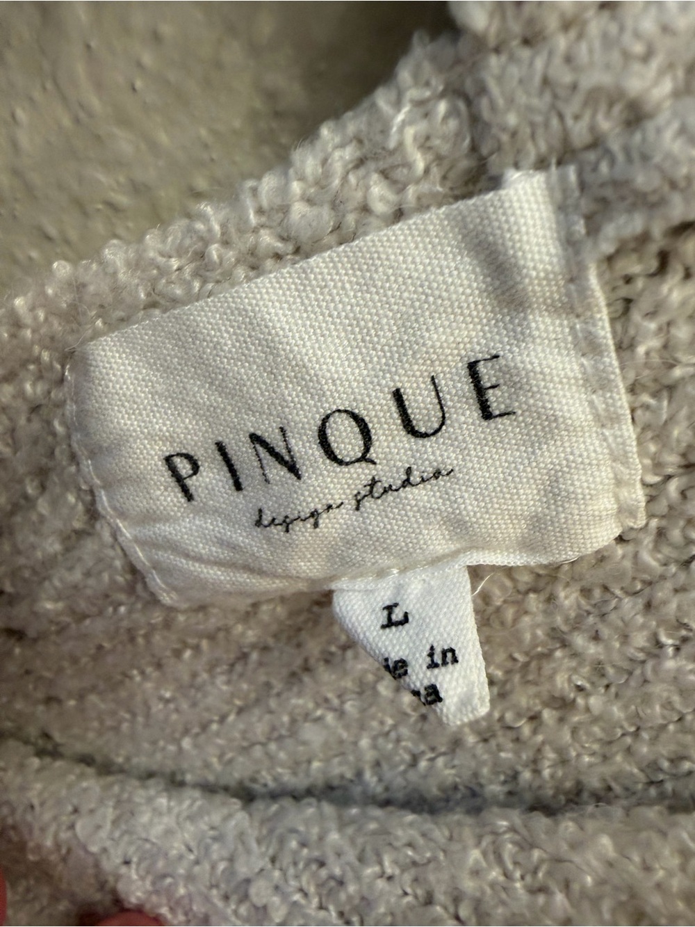 Pinque Stitch Fix Large Cream Pointelle Knit V Neck Criss Cross Back Sweater - Picture 2 of 3